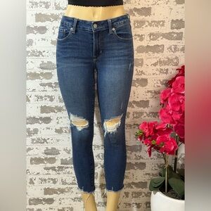 GAP Women's Dark Blue Distressed Skinny Jeans